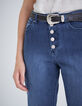 Jean droit bleu taille haute cropped effet sculpt up Femme-3