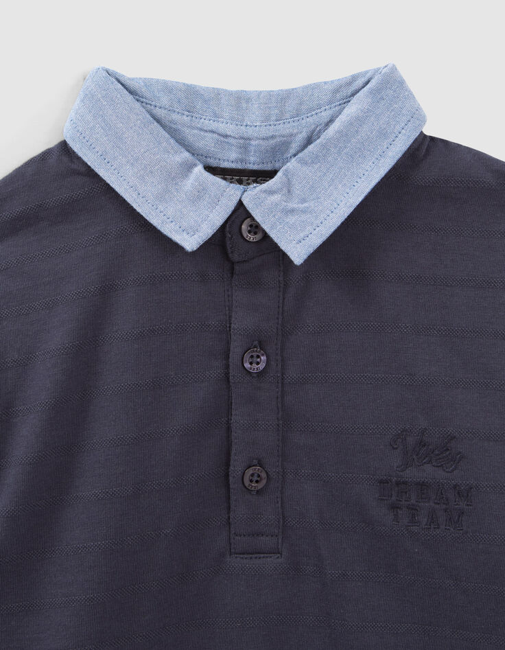 Marine polo hemdkraag en reli&euml;fopdruk rug jongens-2