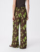 Pantalon fluide marron imprim&eacute; tachiste flou Femme-4