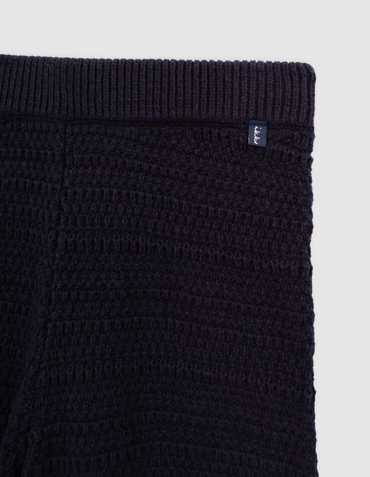 Fancy knitted navy pants relief girl-4