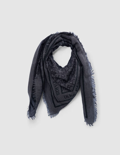 Foulard carré gris jacquard motif monogramme IKKS Femme - IKKS