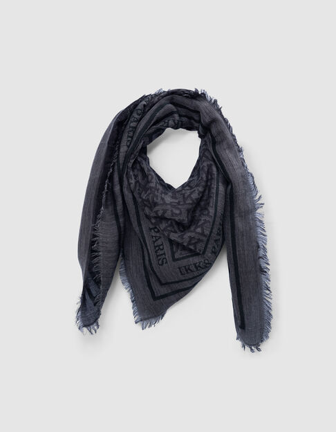 Vierkante sjaal grijs jacquard monogram IKKS Dames - IKKS