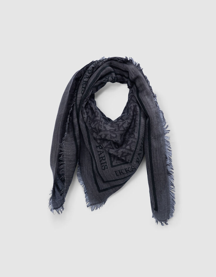 Foulard carré gris jacquard motif monogramme IKKS Femme-1