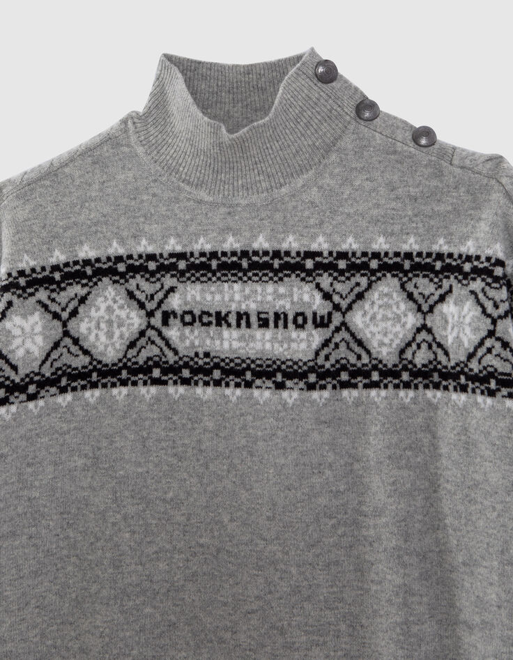 Grijze gebreide trui jacquard skistijl Dames-5