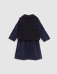 Marine kariertes 2-in-1-Kleid und Biker-Weste für Mädchen-3