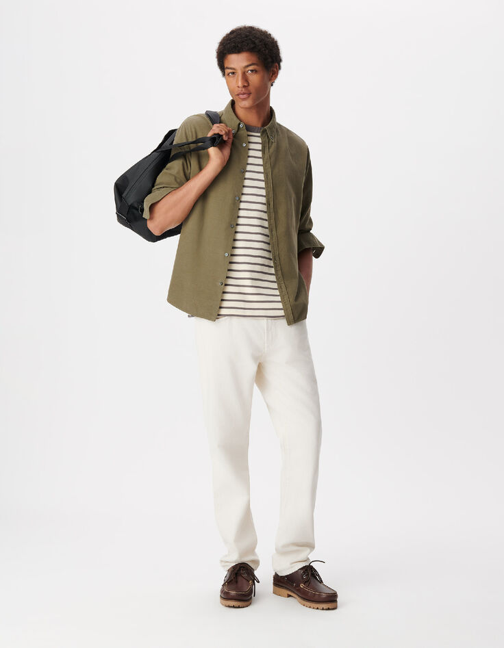 Men's Easy Khaki Ribbed Velvet Shirt-1