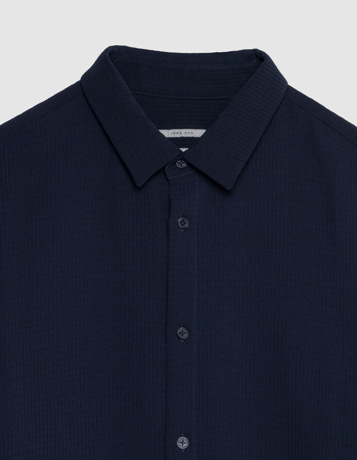 Herren slim navy seersucker DRY FAST Hemd-6