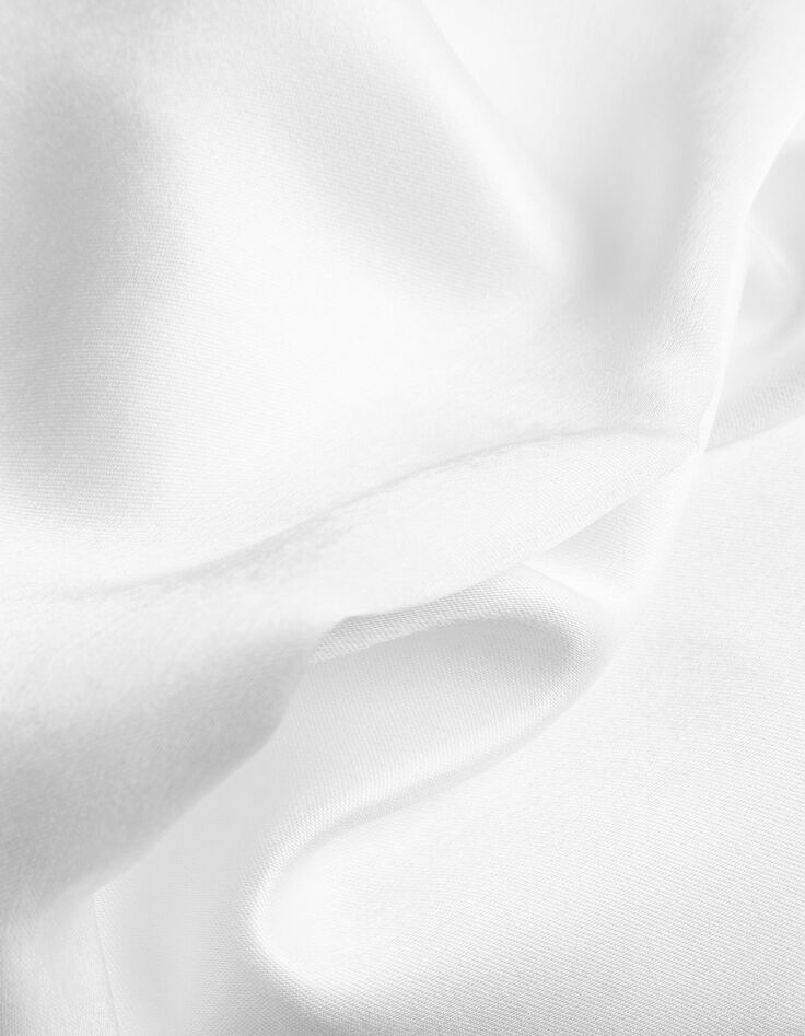 Women's white satin V-neck blouse-9