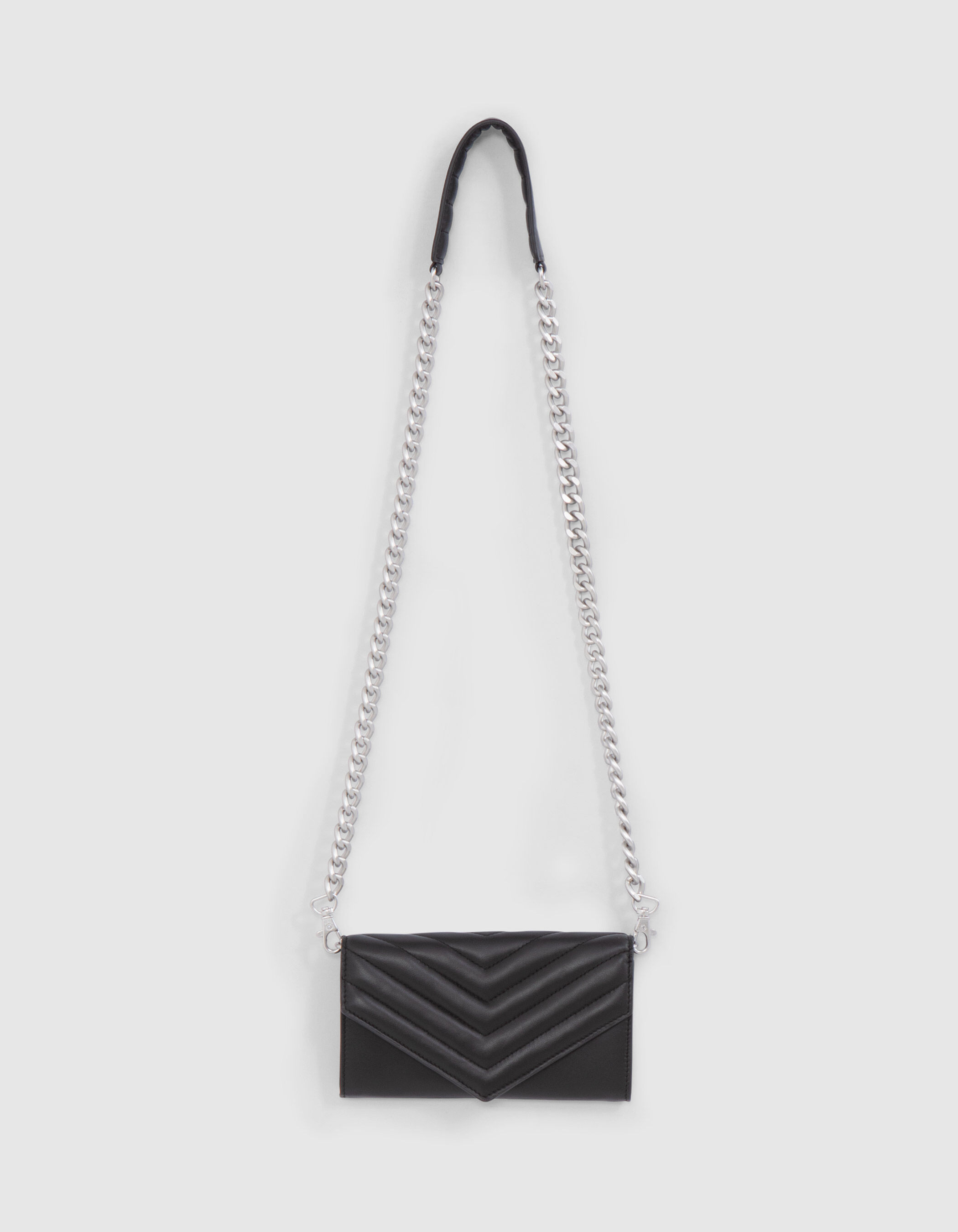 Pochette enveloppe noire cuir matelasse Femme IKKS