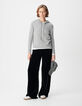 Pull &agrave; capuche gris tricot 100% cachemire Femme-1