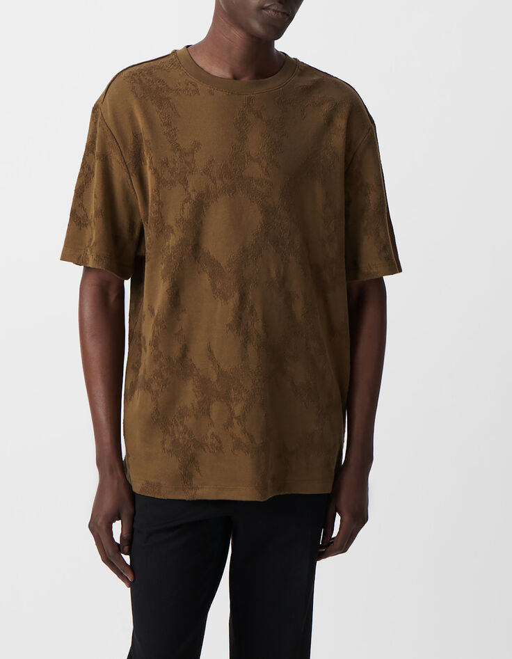 Men's bronze camouflage jacquard T-shirt-2