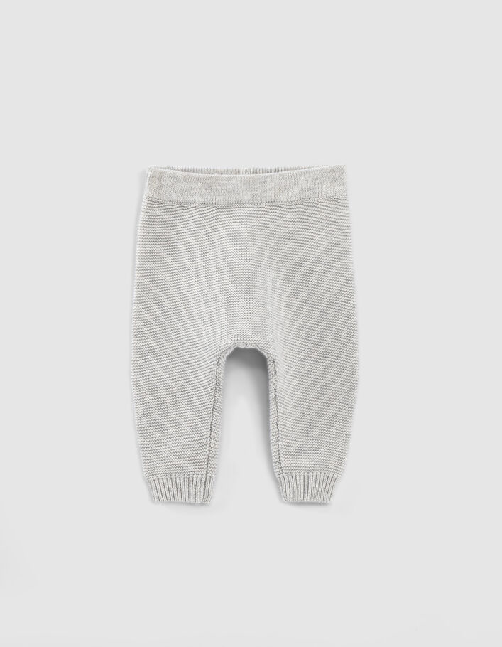 Baby’s putty marl organic cotton knit trousers - IKKS