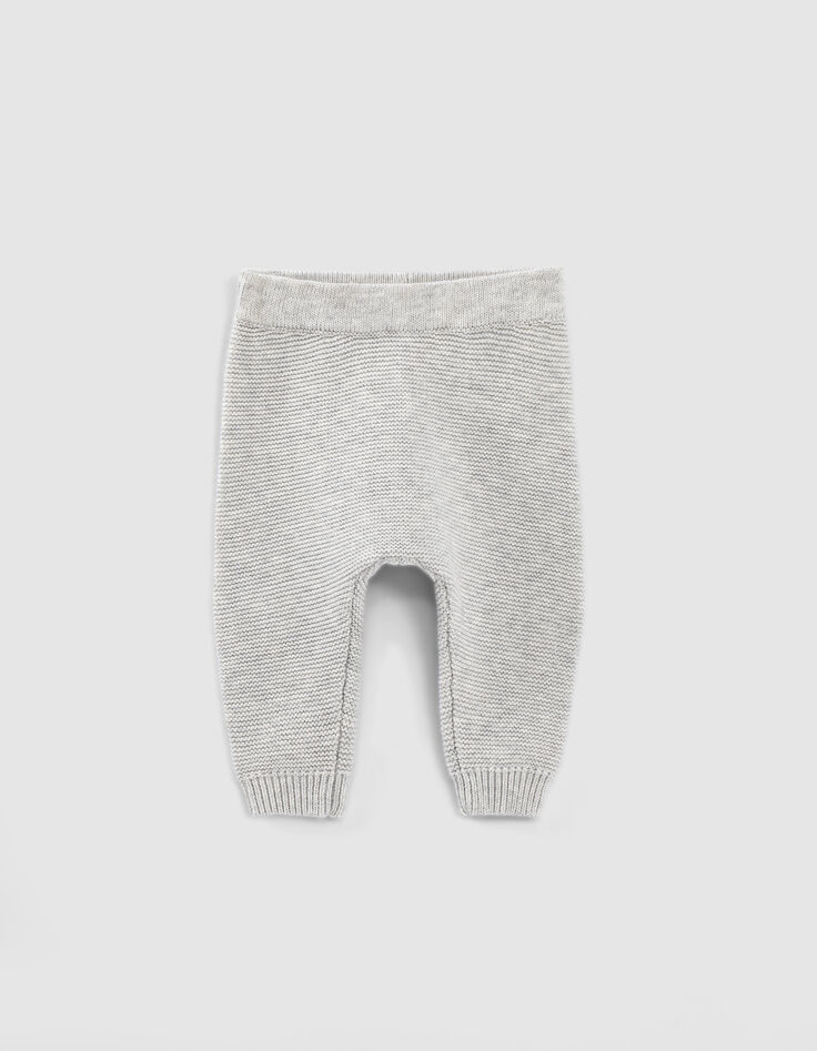 Baby’s putty marl organic cotton knit trousers-1