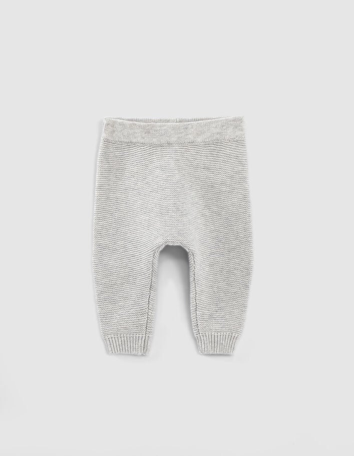 Pantalon mastic chiné en tricot coton bio bébé-1