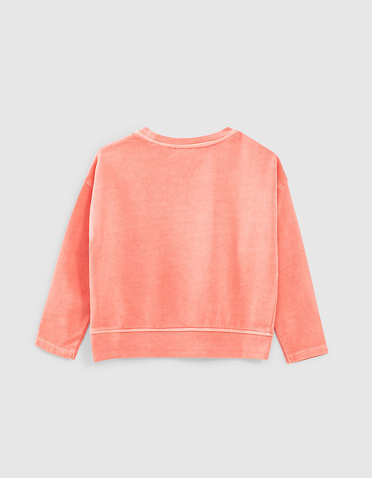 Girls’ dark coral sweatshirt with embroidered slogan-3 Girls’ dark coral sweatshirt with embroidered slogan-3