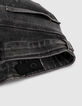 Girls’ grey high-waist slim jeans with side bands-4