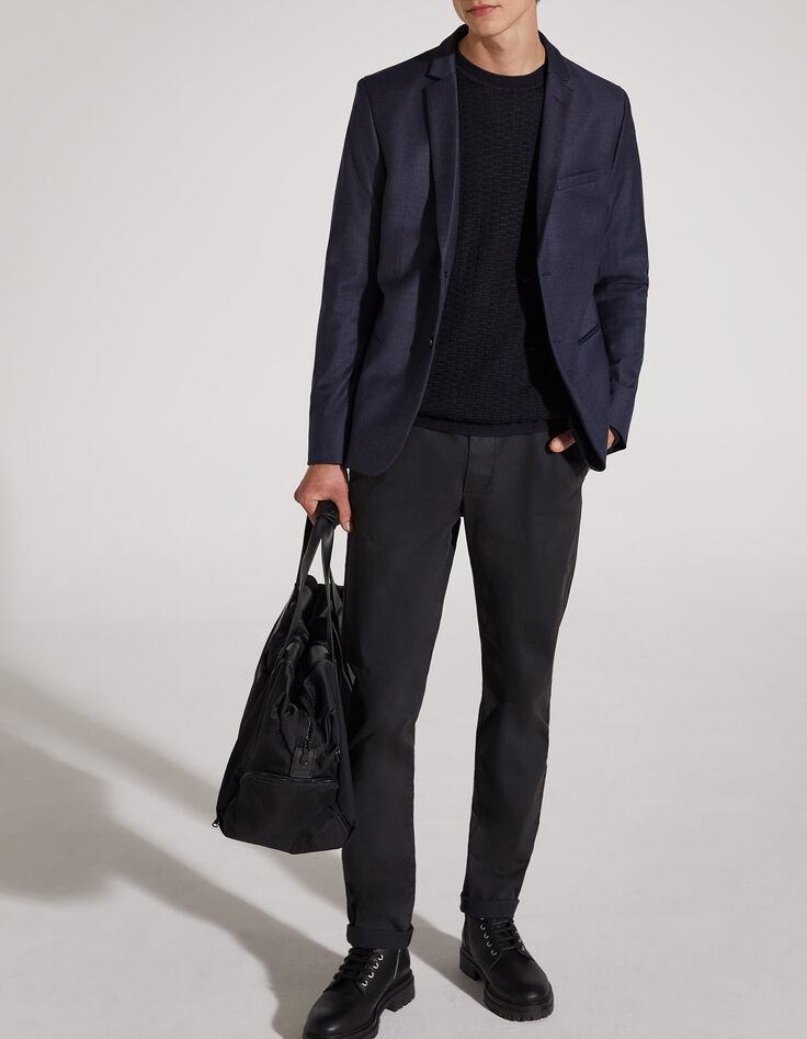 Pull marine tricot relief Homme-5
