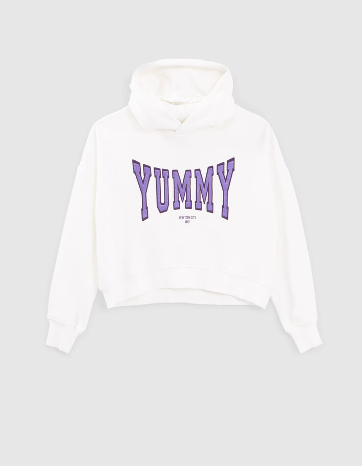 Girls’ off-white hoodie with embroidered XL letters-1