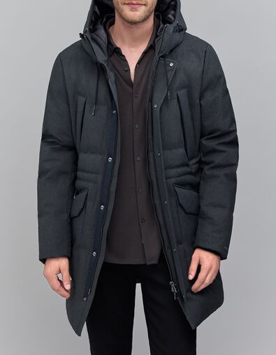Plumas largo antracita poliéster reciclado hombre - IKKS