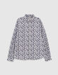 Chemise SLIM marine imprim&eacute; fleurs Homme-1