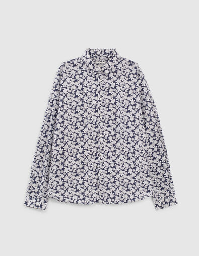 Chemise SLIM marine imprim&eacute; fleurs Homme - IKKS