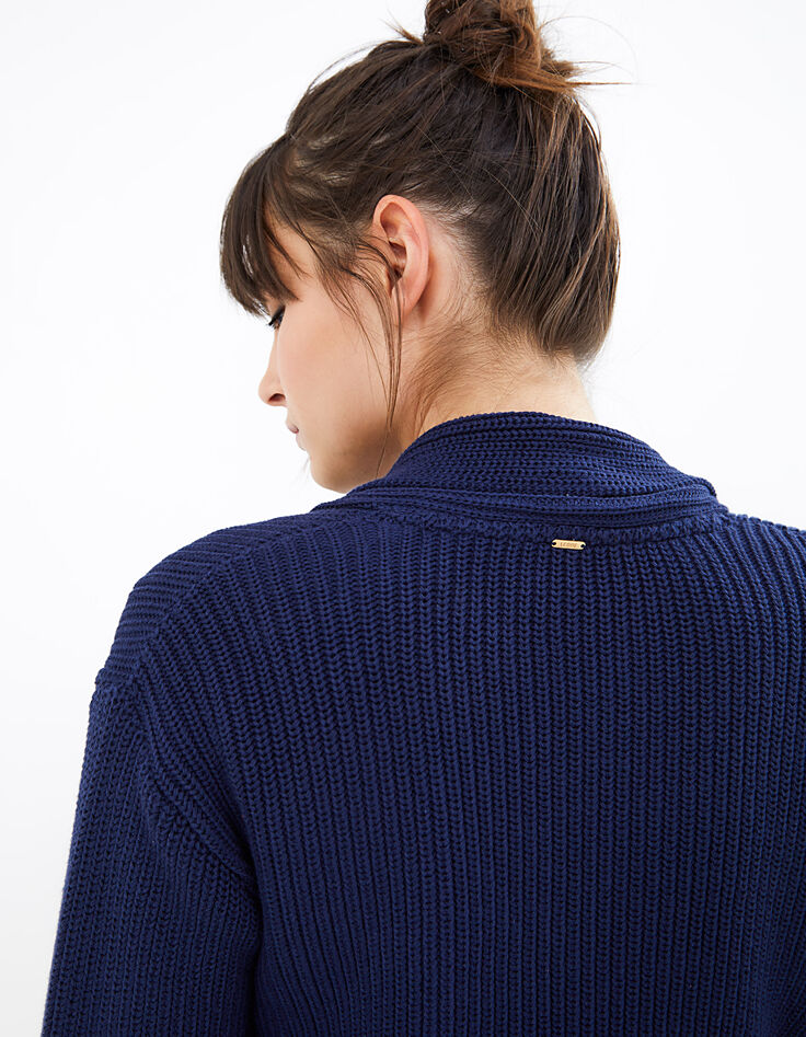 Cardigan marine en tricot avec 4 boutons I.Code-5 Cardigan marine en tricot avec 4 boutons I.Code-5
