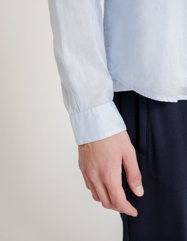 Chemise SLIM ciel en voile de coton bio Homme-4
