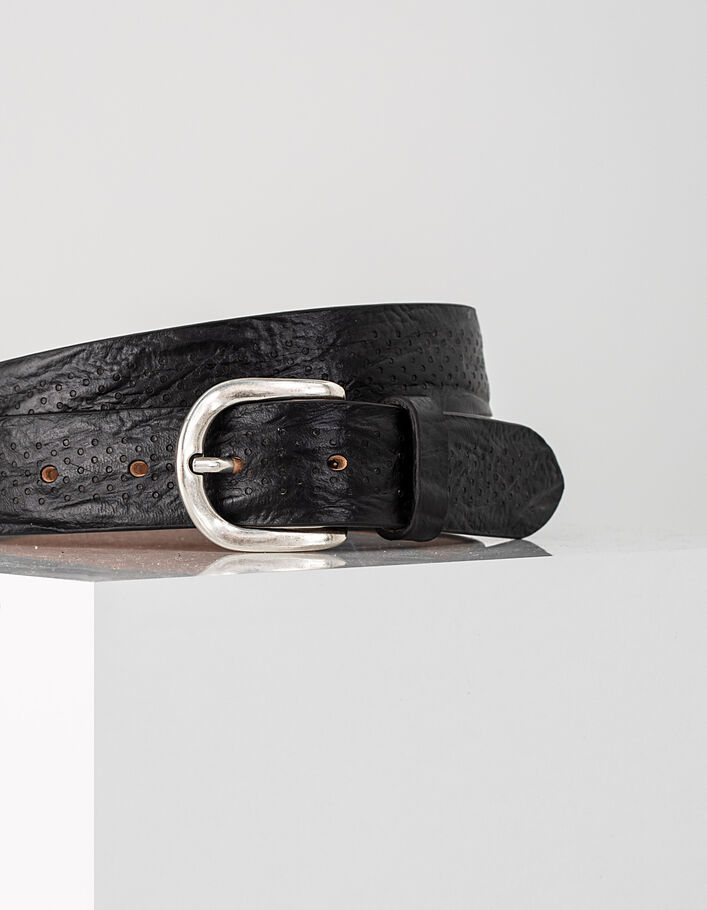 Men's textured leather belt - IKKS