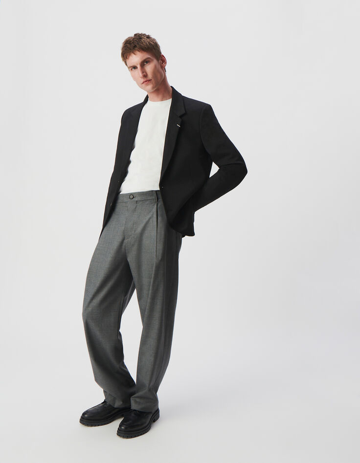 Pantalon de costume large gris faux-uni Homme-7