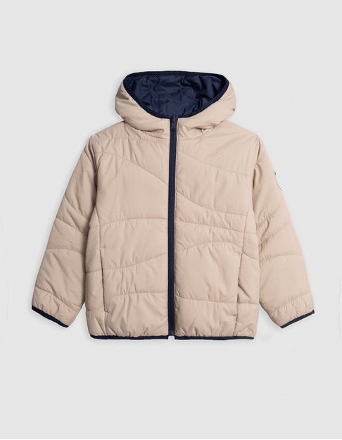 Beige and navy reversible padded jacket for boy - IKKS