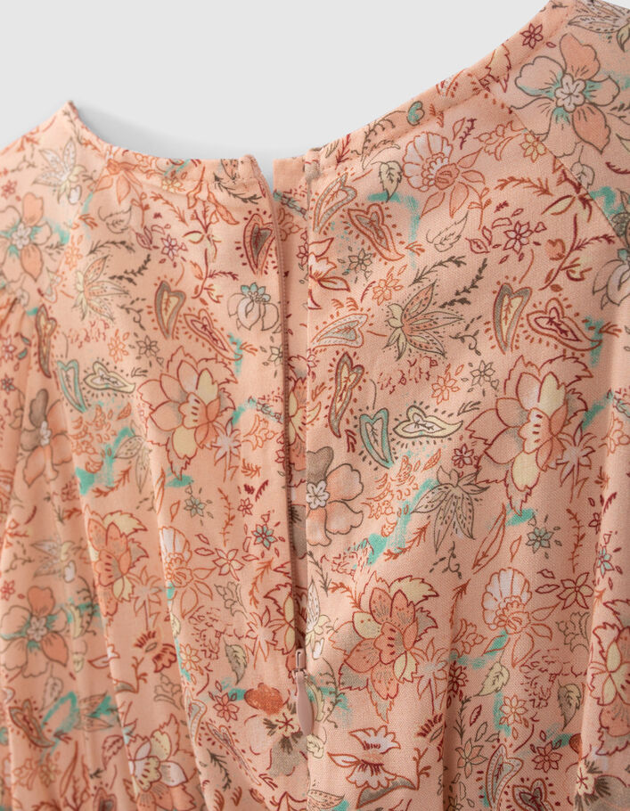 Girls’ peach floral print Lenzing™ Ecovero™ viscose dress - IKKS