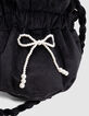 Girls’ black panne velvet bucket bag-4