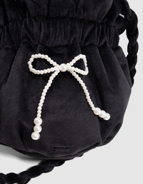 Sac seau noir panne de velours fille - IKKS