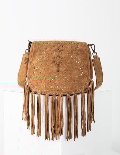 Sac besace The Waiter en cuir franges et studs femme - IKKS