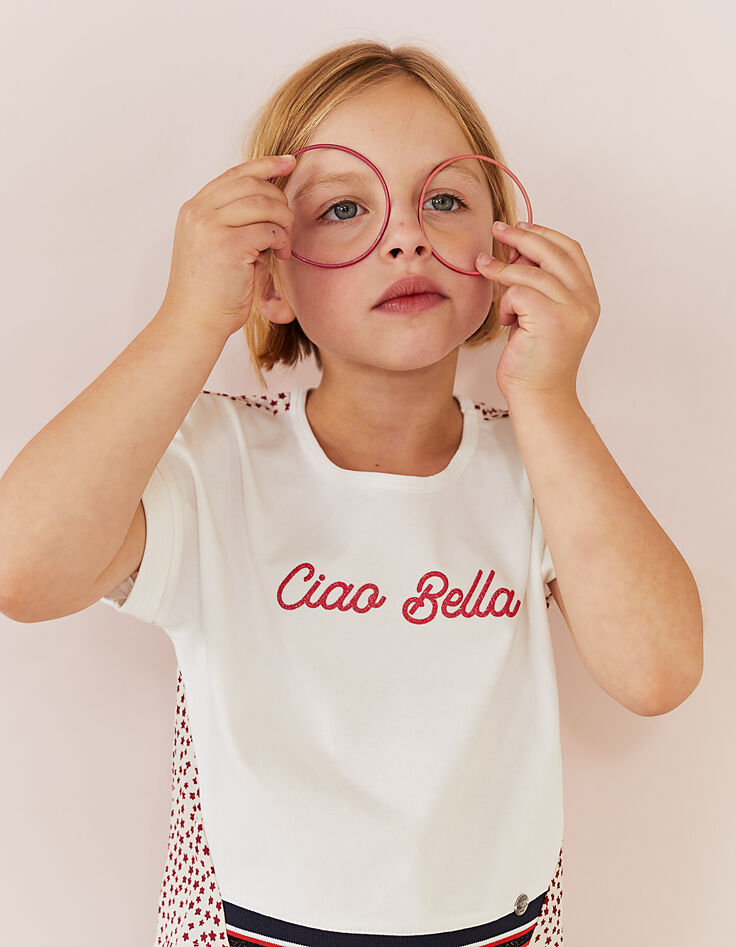 Tee-shirt blanc à dos imprimé étoiles fille-4