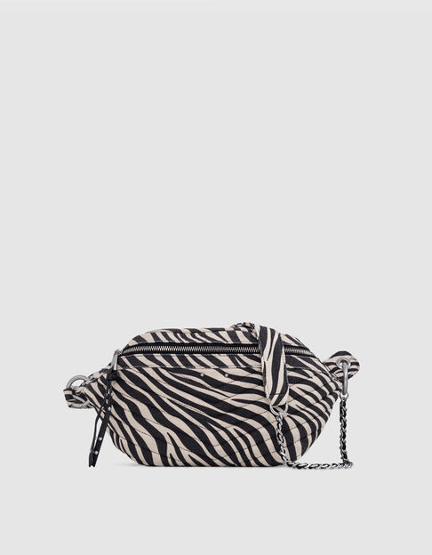 Women's 1440 ecru zebra canvas belt bag - IKKS