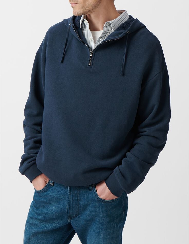 Sudadera tinta capucha cremallera cuello hombre-2