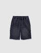 Grey denim shorts with elasticated waistband for boy-1