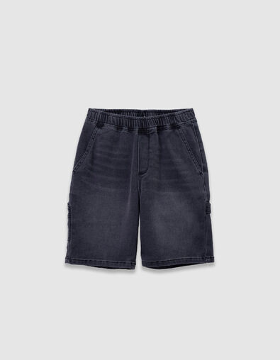 Grey denim shorts with elasticated waistband for boy - IKKS