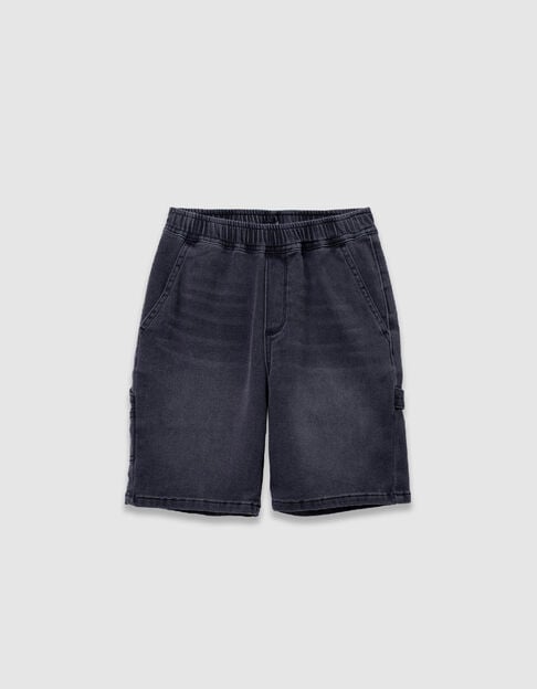 Grey denim shorts with elasticated waistband for boy - IKKS