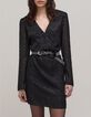 Woman's black herringbone jacquard voile dress-2