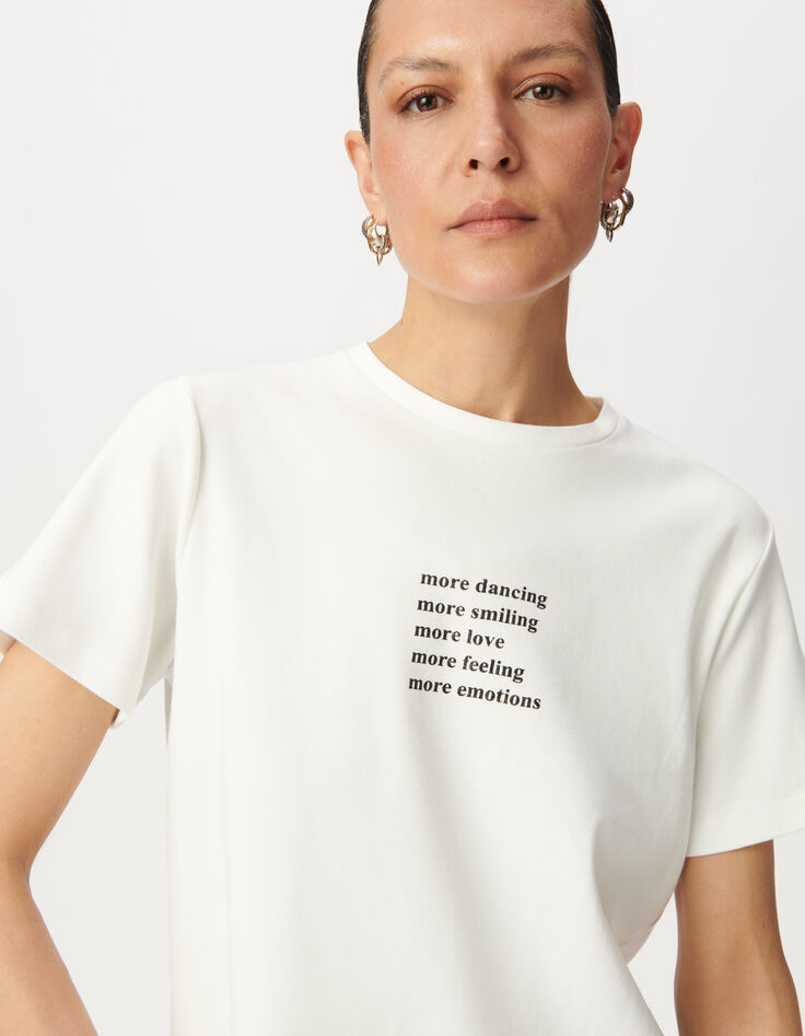 Women’s off-white crew neck T-shirt with glittery slogan-4 Women’s off-white crew neck T-shirt with glittery slogan-4