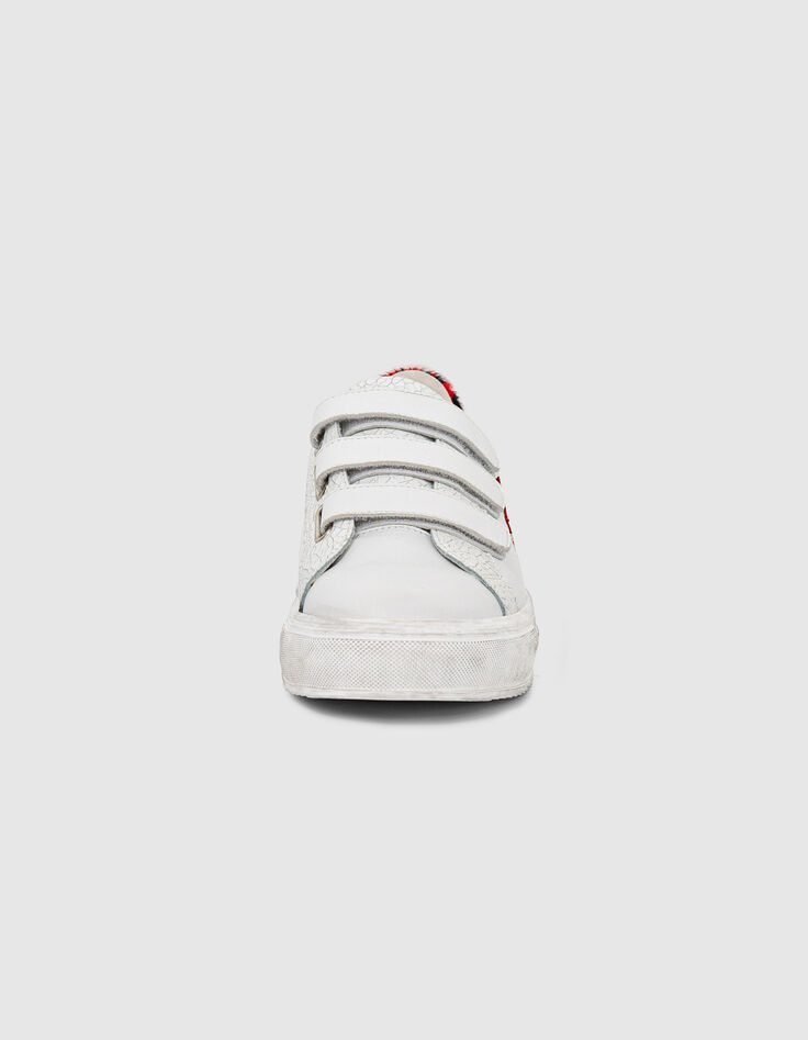 Weiße Damen-Ledersneakers mit Sternen-Motiv, Leo-Detail-4