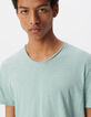 Men’s grey blue organic cotton Essential V-neck T-shirt-4
