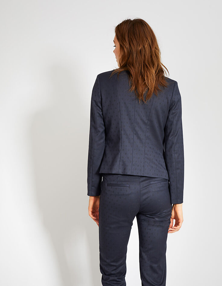 I.Code navy blue Jacquard suit jacket-3
