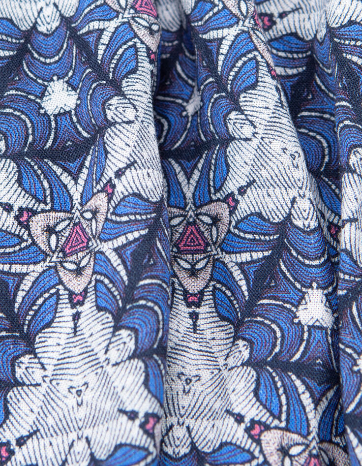 Weißes Mädchenkleid mit grafischem Wax-Print-6