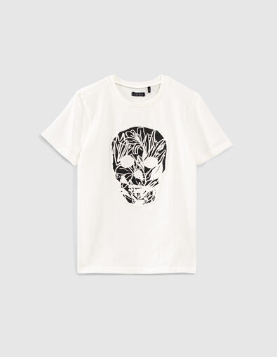 Cremeweißes Jungen-T-Shirt aus Biobaumwolle mit Totenkopf  - IKKS
