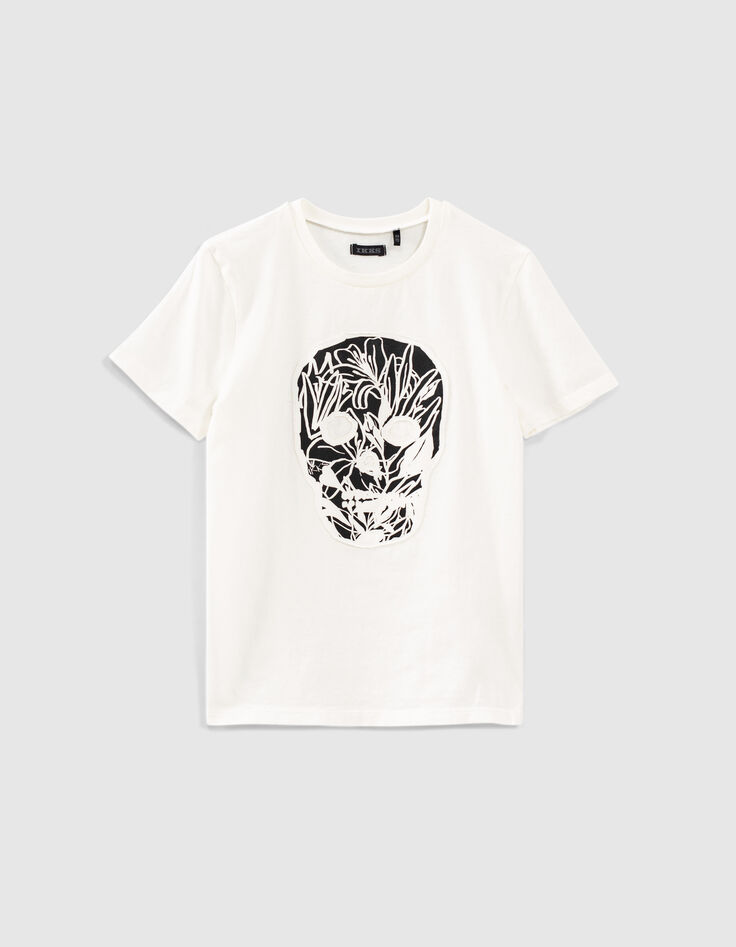 Boys’ off-white skull image organic T-shirt-1 Boys’ off-white skull image organic T-shirt-1
