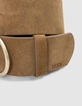 Damesriem met ovale gesp in beige suèdeleer-3