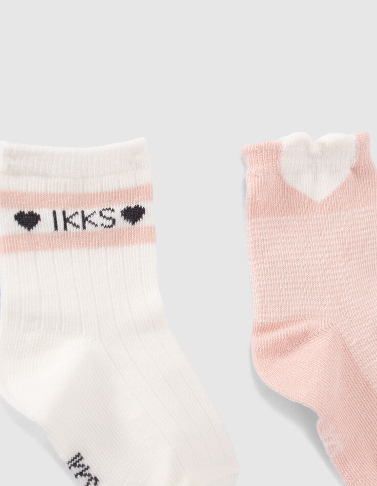 Chaussettes écrues et roses bébé fille-4 Chaussettes écrues et roses bébé fille-4